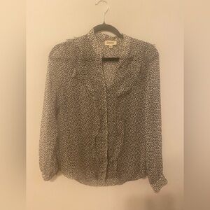 L'AGENCE Black and White Heart Blouse NWOT SZ S
